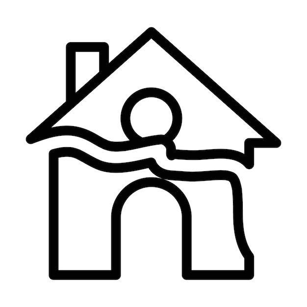 House damage icon outline set sign