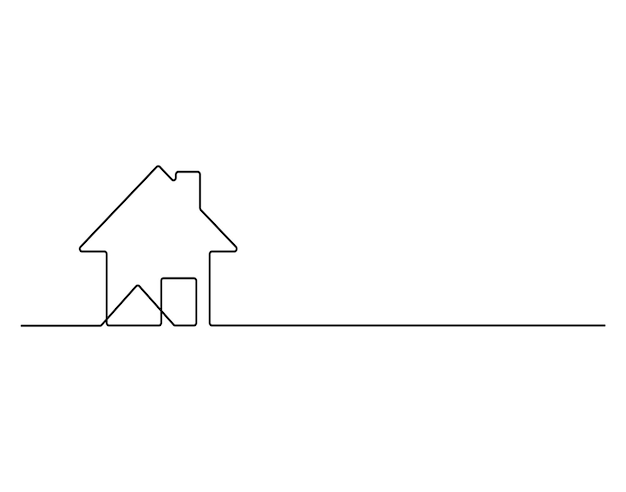 House icon continuous one line drawing graphic illustration