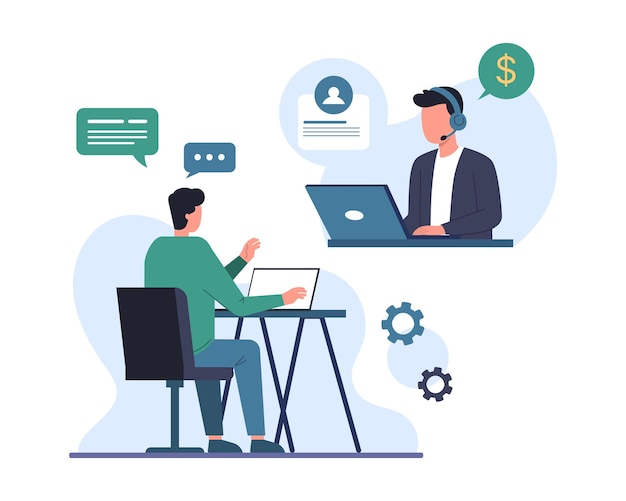 HR managers interviewing job seeker talking with professional man online via laptop