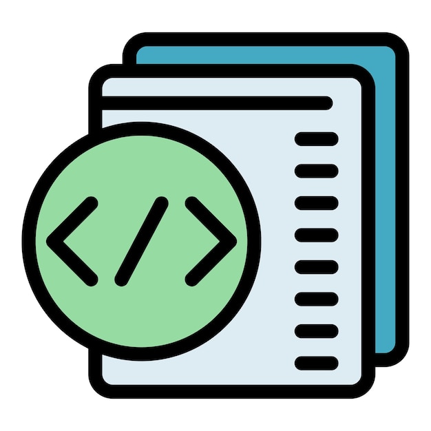 Html code icon outline vector Web cms Website design color flat
