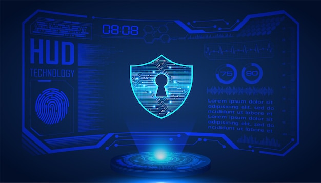 hud Closed Padlock on digital background cyber security