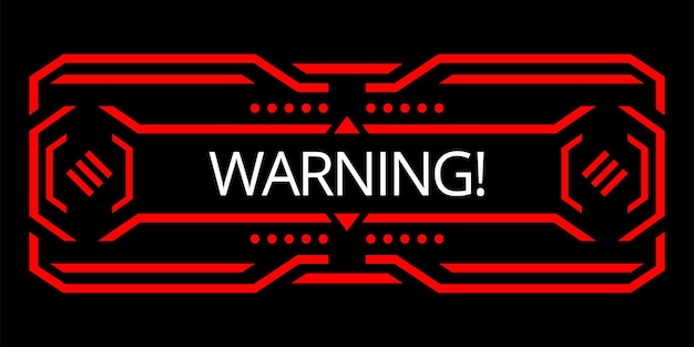 hud danger alert attention vector red interface sign warning or caution ui tech or digital cyber frame system failure or danger zone