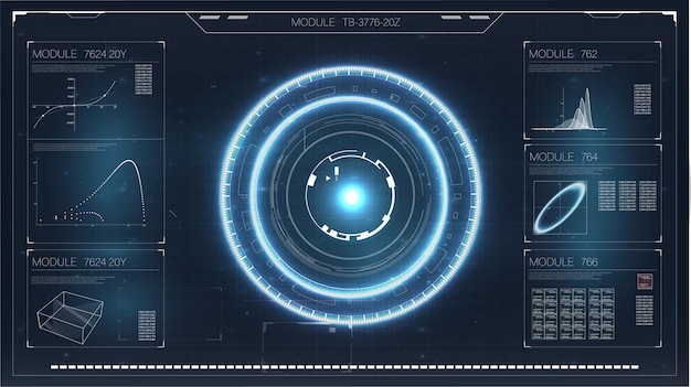 hud. digital radar screen. hud technology innovation. modern flat screen computer monitor