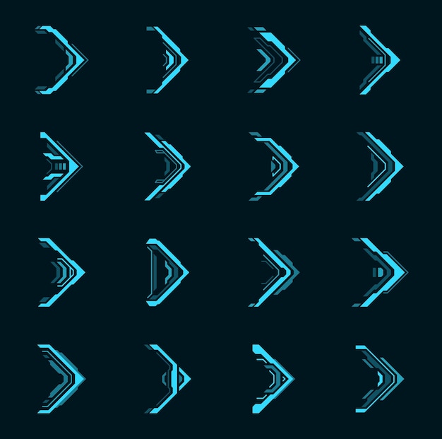 HUD futuristic arrow cursors interface navigation