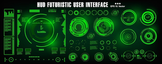hud futuristic green user interface dashboard display virtual reality technology screen