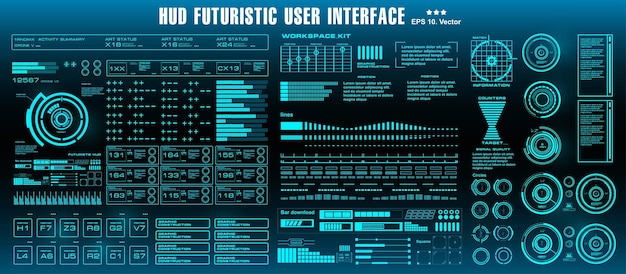HUD futuristic green user interface target Dashboard display virtual reality technology screen