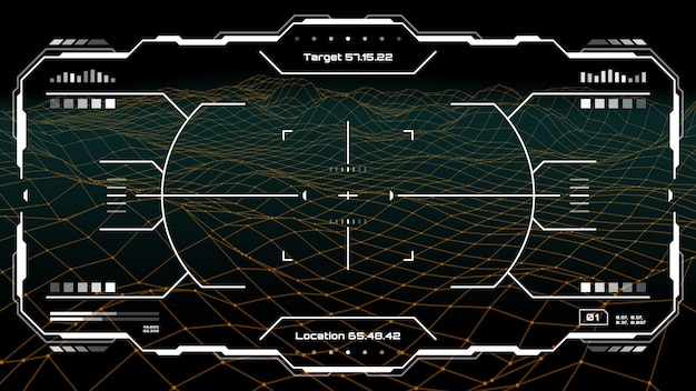 Hud futuristic screen interface with target aim