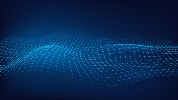 hud landscape digital grid horizon 3d wireframe crypto particle abstract topography geography perspective map futuristic sound dot waves mountain land garish vector illustration