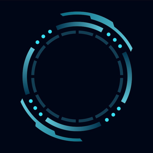 Hud round frame or border sci fi circular neon element for digital ui game interface futuristic data
