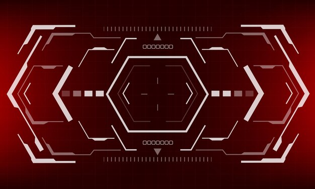 HUD scifi hexagon interface screen white geometric design futuristic technology display red vector
