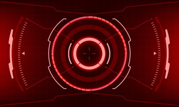 HUD scifi interface screen view red geometric design virtual futuristic technology display vector