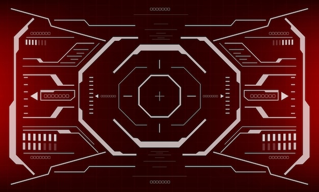 HUD scifi interface screen white geometric red design virtual futuristic technology display vector