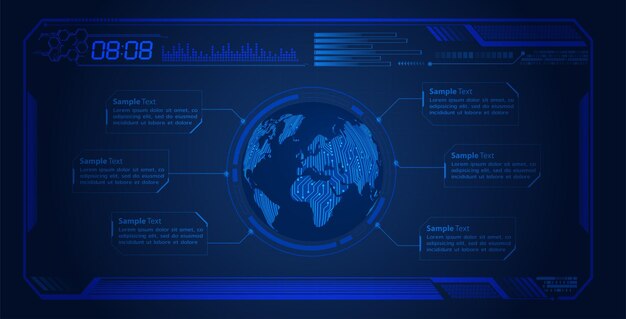 hud world on digital background cyber security