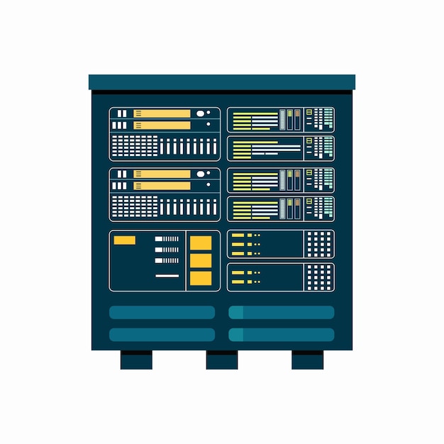 Huge server rack isolated on white background