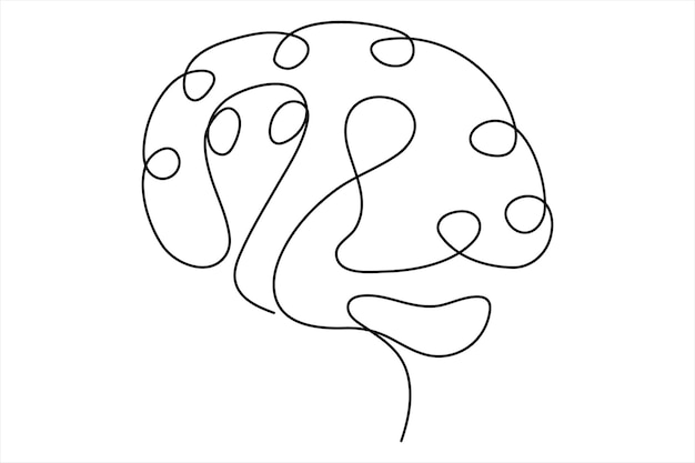 Human brain continuous one line drawing concept of Hand drawn minimalism style vector illustration