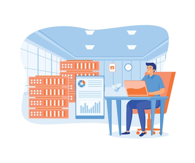 Human engineers maintain server rooms and control hardware performance in dashboards