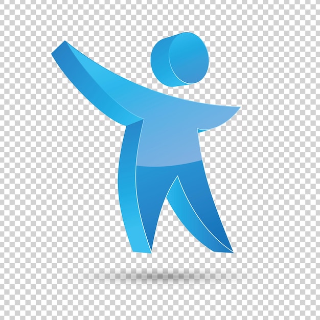 Human Figure Logo in blue glossy colors on checked transparent background Vector illustration Eps 10 vector file