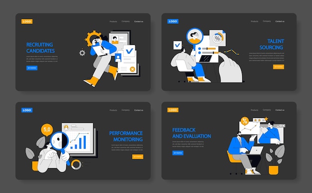 Human resources set recruitment talent sourcing performance assessment and feedback processes