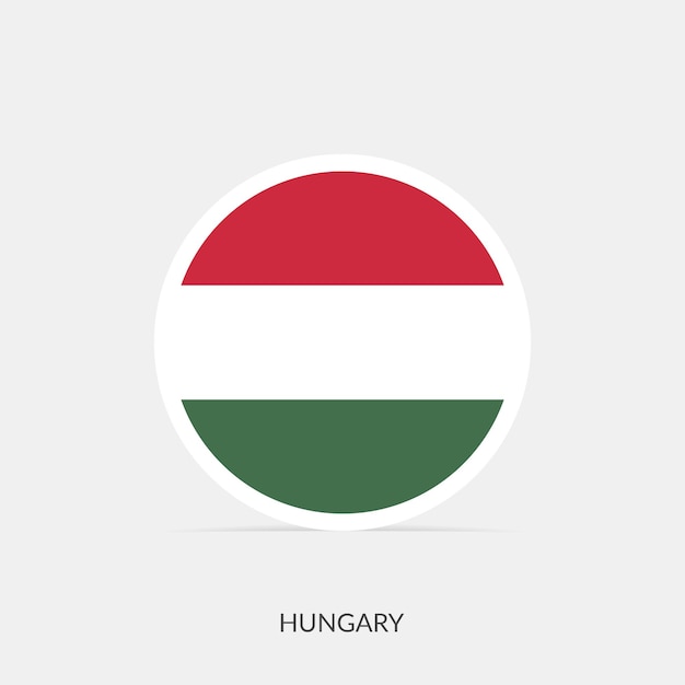 Hungary round flag icon with shadow