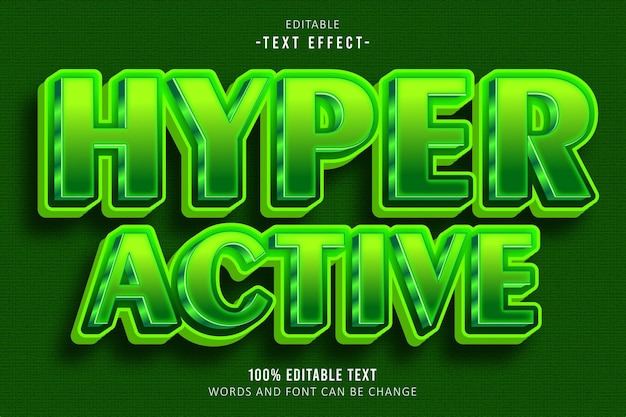 hyper active editable text effect 3d emboss modern style