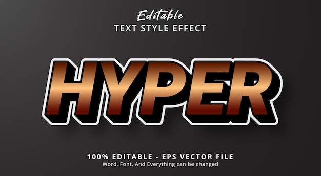 hyper text with bronze color on sticker style, editable text effect