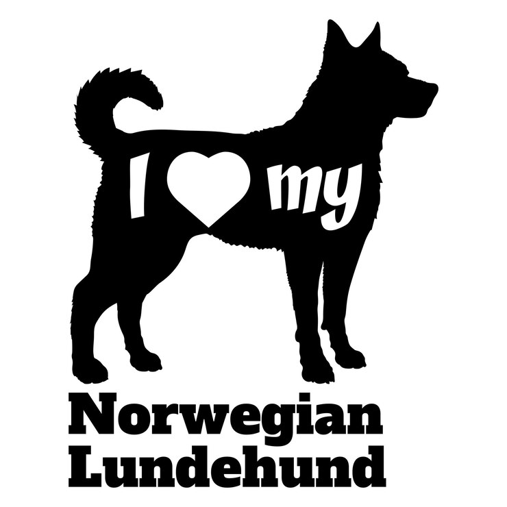 Vektori i love my norwegian lundehund dog silhouette dog breeds logo dog monogram vector