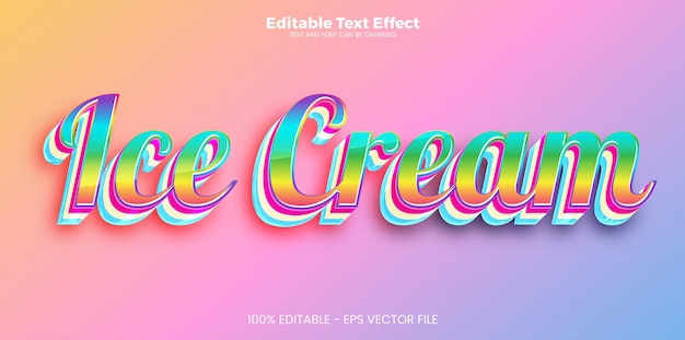Ice Cream editable text effect in modern trend style