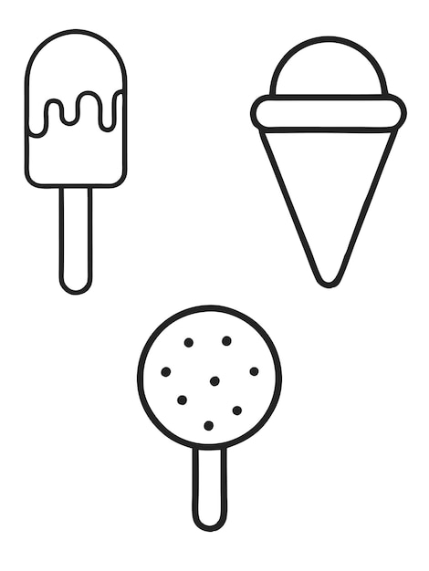 ice cream vector icon set in minimalistic outline style