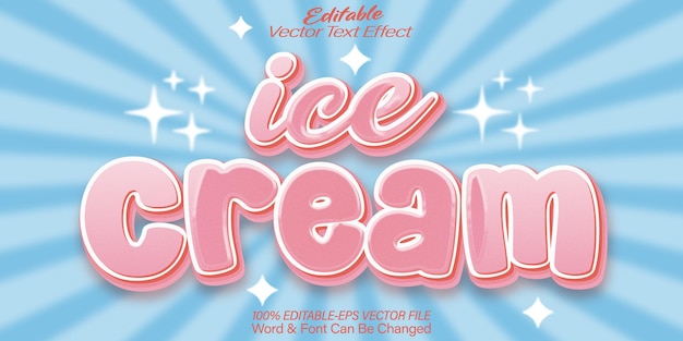Ice Cream Vector Text Effect Editable Alphabet Summer Retro Dessert Frozen