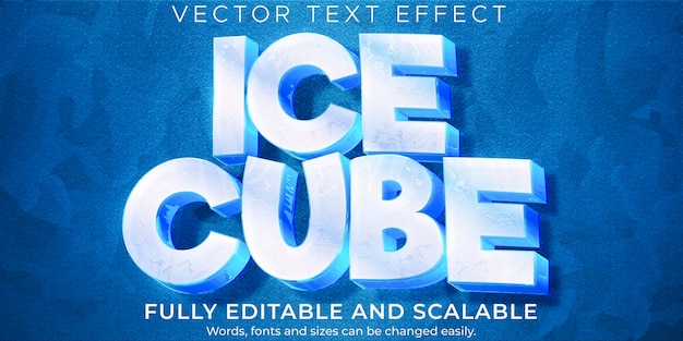 Ice frozen text effect, editable cold and frost text style
