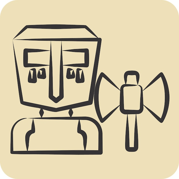 icon axe related to medieval symbol hand drawn style simple design editable