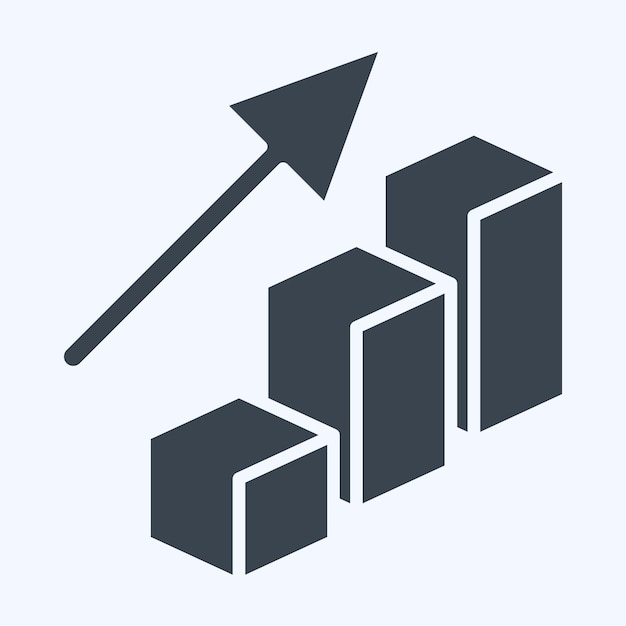 icon bar chart related to 3d visualization symbol glyph style simple design editable