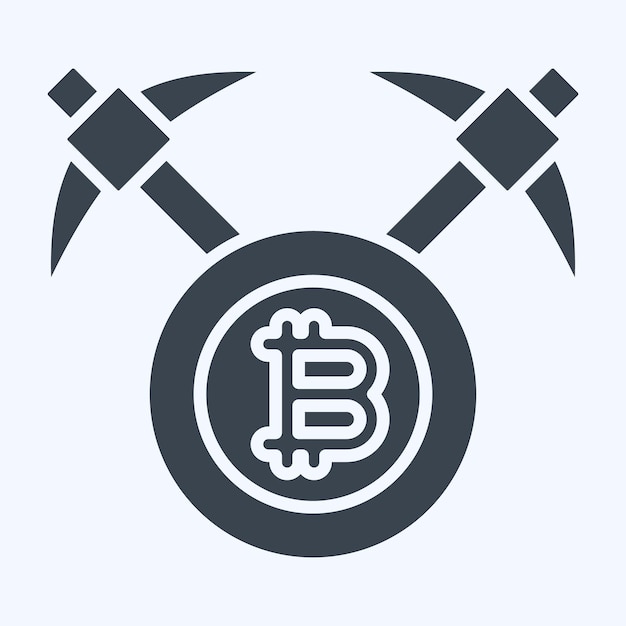 Icon Bitcoin mining Axe related to Cryptography symbol glyph style simple design illustration