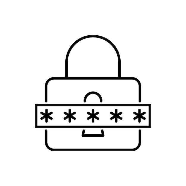 icon lock protection vector design outline style