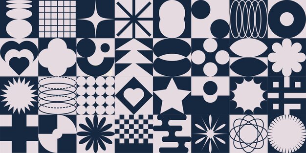 icon set of y2k retro elements and brutalism abstract shapes hipster graphic objects for logo icon