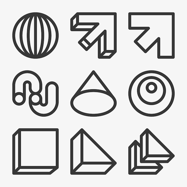 Icons set Linear Flat outline style icon