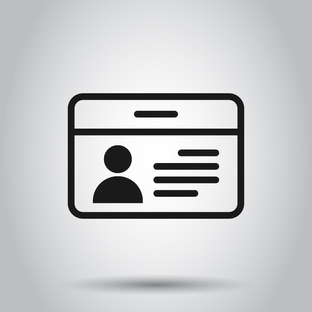 id card icon in flat style identity tag vector illustration on isolated background driver licence business concept