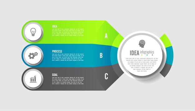 Idea gradient business abstract background infographic template with three step