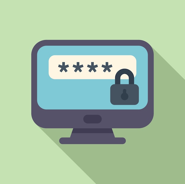 identity monitor area icon flat vector personal mobile register log