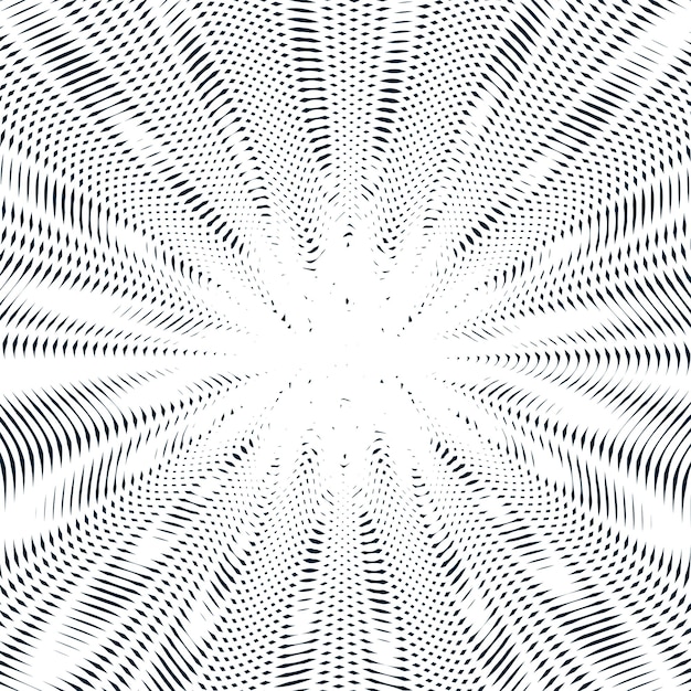 Illusive background with black chaotic lines, moire style. Contrast geometric trance pattern, optical vector backdrop.