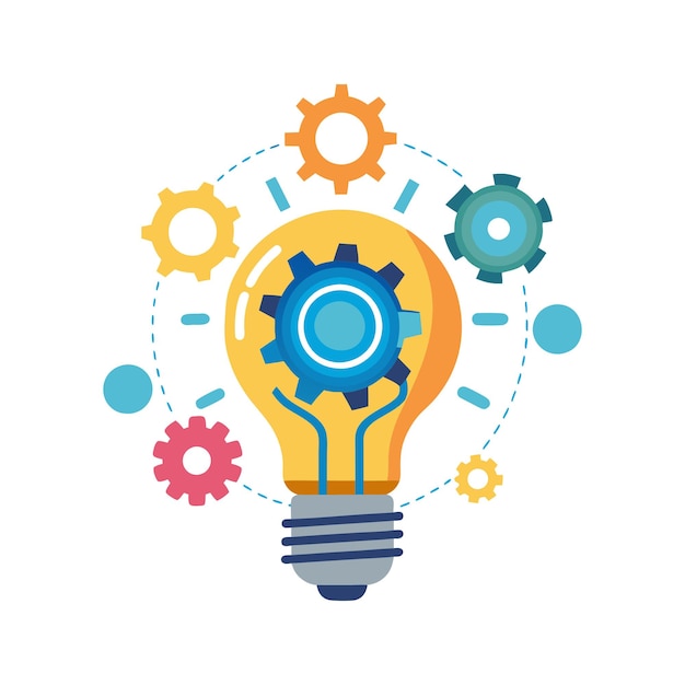 Illustration of a light bulb with gear Vector Art