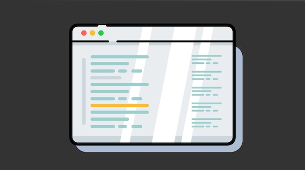Illustration of a programming and coding screen displaying app development interface code editor