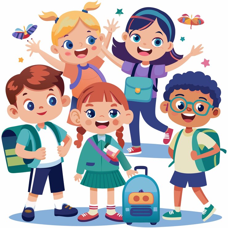 Vektori illustration of back to school cartoon characters