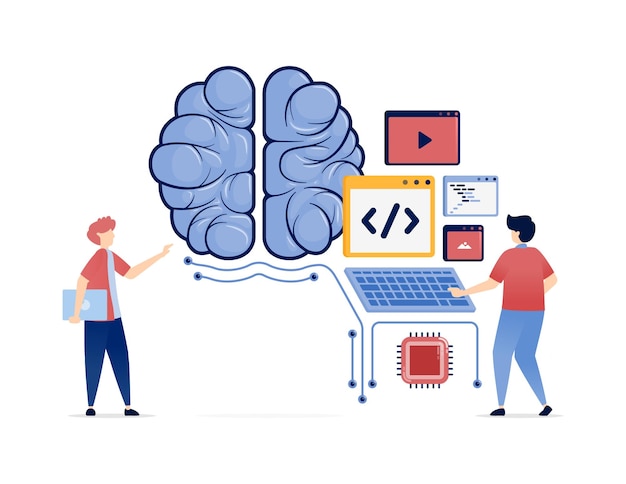 Illustration of People Coding AI for Network and Chip Optimization with Programming Tools