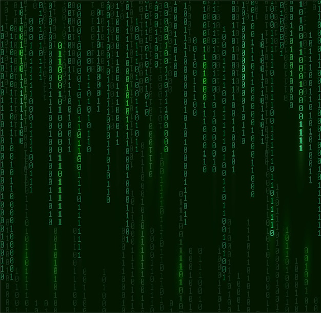 illustration of random green binary code background