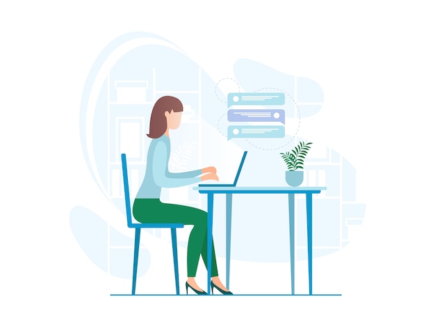 Illustration of woman chatting on social media