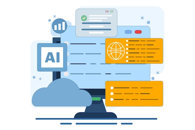illustration Programming and communication concept or Software and mobile app development