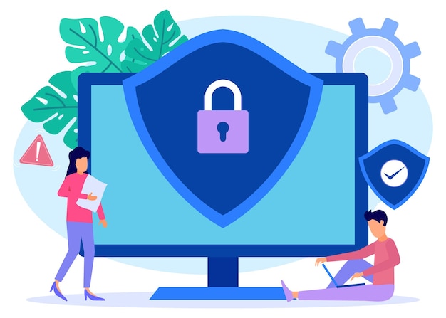 Illustration vector graphic cartoon character of cyber security