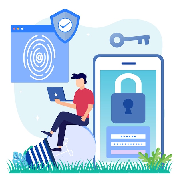 Illustration vector graphic cartoon character of fingerprint scan