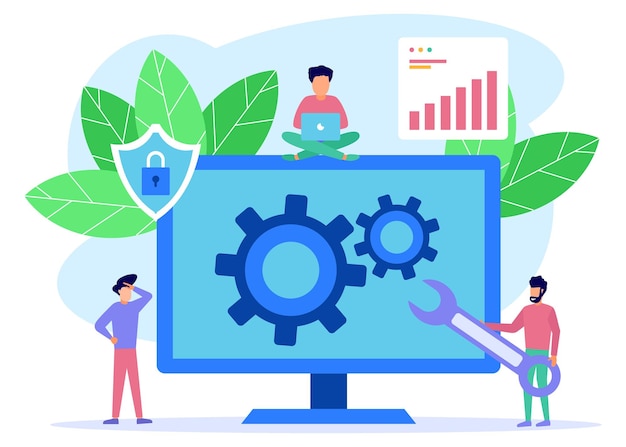 Illustration vector graphic cartoon character of software update